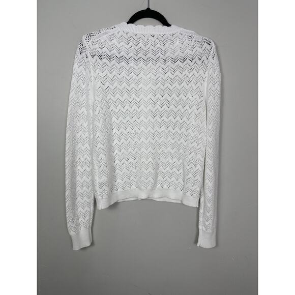J.Crew NWT Women’s White Scalloped Pointelle Cardigan size Medium - Picture 7 of 7